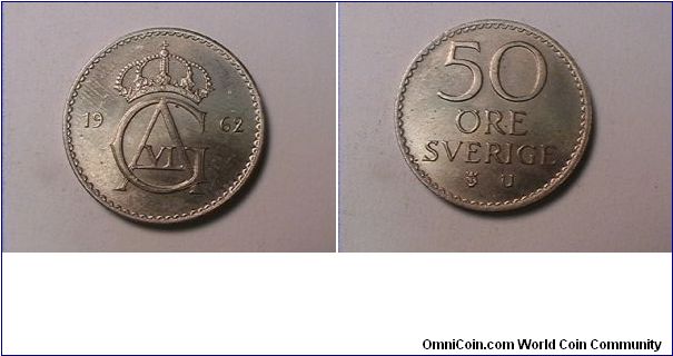50 ORE SVERIGE
1962-U
copper-nickel