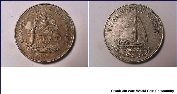 COMMONWEALTH OF THE BAHAMAS
TWENTY FIVE CENTS
copper-nickel