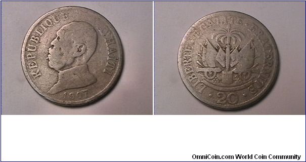 REPUBLIQUE D'HAITI
LIBERTE EGALITE FRATERNITE
20 CENTIMES
copper-nickel