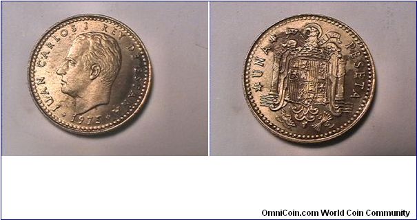 JUAN CARLOS REY DE ESPANA
UNA PESETA
1977 IN STARS
alum-bronze