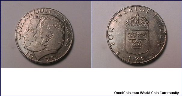 CARL XVI GUSTAF SVERIGE
FOR SVERIGE I TIDEN 1 KRONA
copper-nickel clad copper