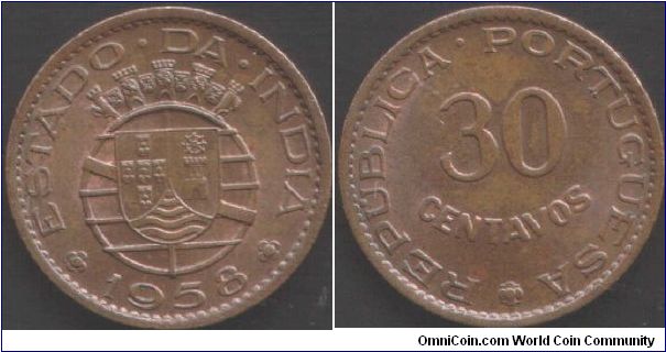 Portuguese India -1958 30 centavos