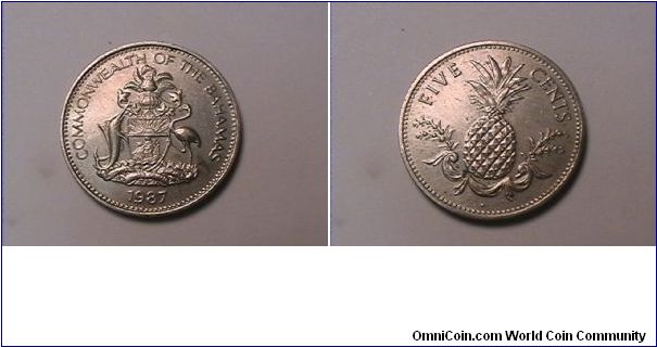 COMMONWEALTH OF THE BAHAMAS
FIVE CENTS
copper-nickel