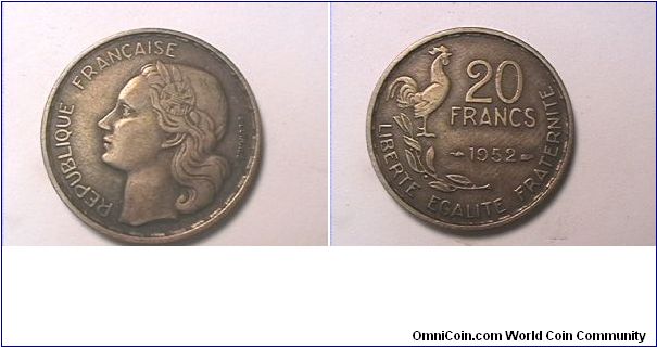 REPUBLIQUE FRANCAISE
LIBERTE EGALITE FRATERNITE
20 FRANCS
alum-bronze