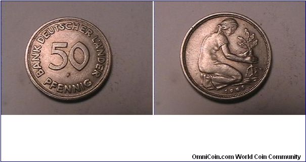 BANK DEUTSCHER LANDER
50 PFENNIG 1949-F
copper-nickel