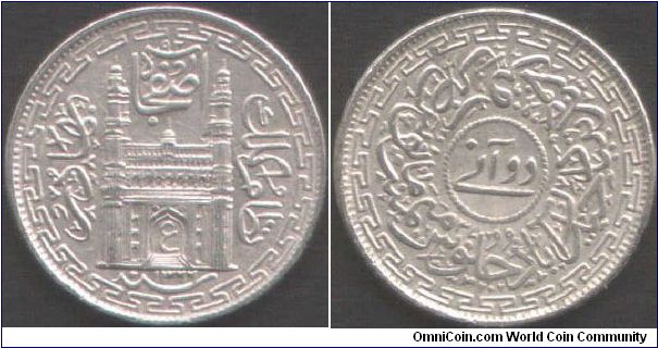 Hyderabad - 1947 2 annas (AH1366 yr37)