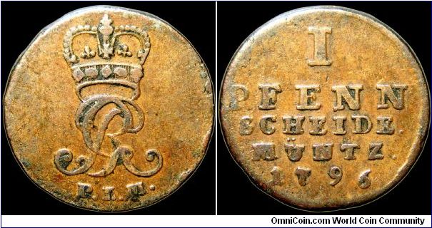 1 Pfennig, Brunswick-Luneburg.                                                                                                                                                                                                                                                                                                                                                                                                                                                                                      