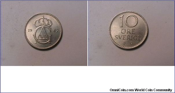 10 ORE SVERIGE 1962-U
copper-nickel