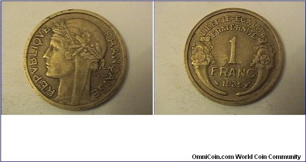 REPVBLIQVE FRANCAISE
LIBERTE EGALITE FRATERNITE 1 FRANC
alum-bronze