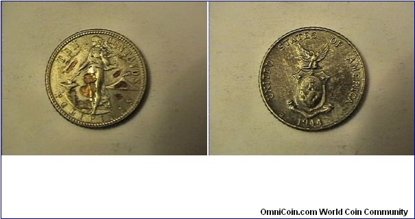 TEN CENTAVOS FILIPINAS
UNITED STATES OF AMERICA
1944-D
0.750 silver