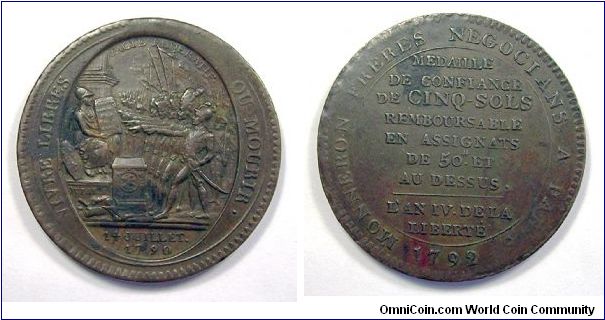 Vivre libres ou mourir (French token by Monneron). Mm. 40