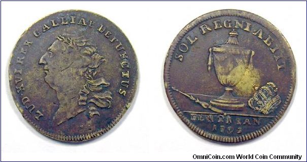 Death of Louis XVI jetton.
Mm 26 - Brass