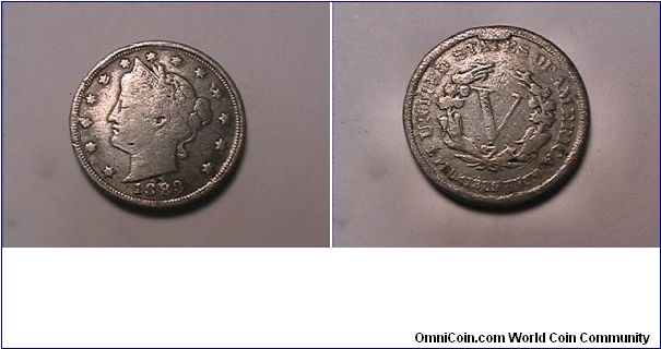 1883 LIBERTY FIVE CENTS WITH ERROR AT TOP OF RIM