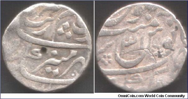Mughal Empire - 1689 silver rupee of Muhammad Aurangazeb Alamgir, minted at Akbarnagar in year 31 of his reign.