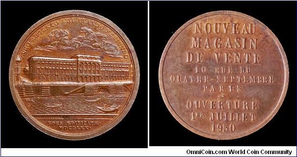 Paris Mint token announcing the opening of a new sales outlet.