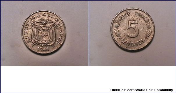 REPUBLICA DEL ECUADOR
5 CENTAVOS
copper-nickel