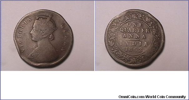 VICTORIA QUEEN
ONE QUARTER ANNA INDIA
bronze