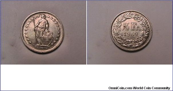 HELVETIA
1/2 FRANC
copper-nickel