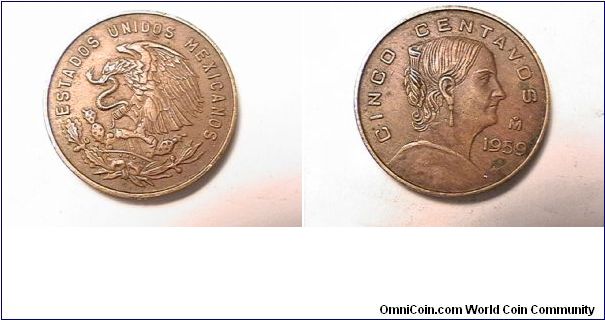 ESTADOS UNIDOS MEXICANOS
CINCO CENTAVOS
brass