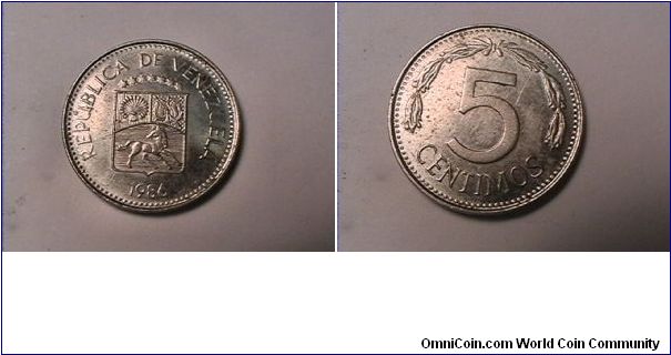 REPUBLICA DE VENEZUELA
5 CENTAVOS
copper-nickel clad steel