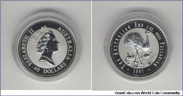 $40 1 oz Palladium Emu BU coin