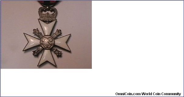 Belgium medal,Leopold II long service in Admin, 2nd class cross, enamelled on silver with ribbon attached