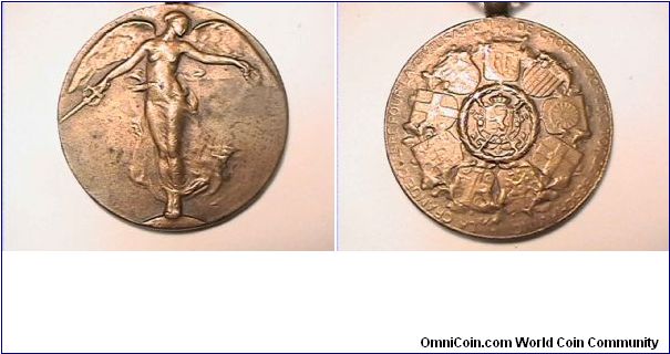 WWI Victory Medal,from Belgium.
bronze, with ribbon attached.