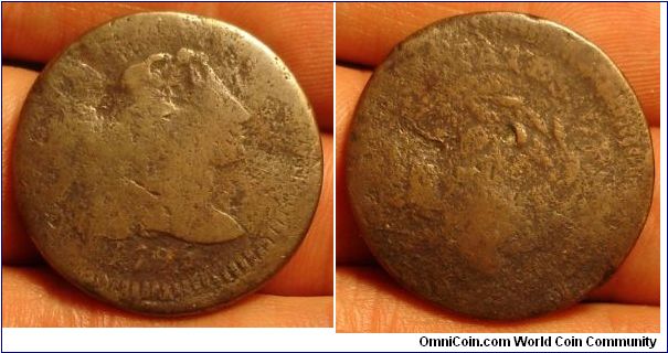 1795 Large cent, a few % offcenter, a pretty worn coin, but my first US coin other than colonial from the 1700's.