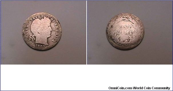 US Barber Dime
1909-O (New Orleans mint)
silver