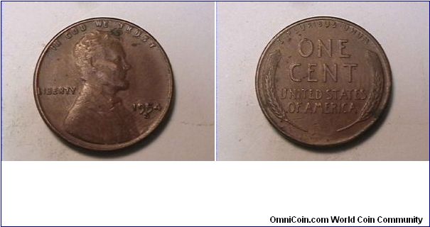 US Lincoln Cent
1954-S
Bottom of 5 touching top of S.
copper
