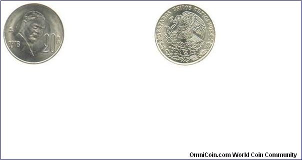 1978 20 Centavos.  Copper Nickel.  KM# 442.