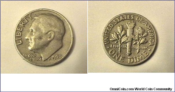 US 1970 Roosvelt Dime. What makes this otherwise common coin interesting is the ring around the torch on the reverse. It makes a complete circle .