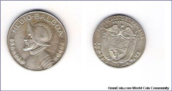 1966 Panama Balboa
minted At the Royal Canadian Mint (RCM)
Km#12a1
.4000 silver/
.1608OZ