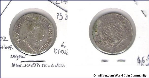German States
Bavaria
Km#346
C#139
6 Kreuzer
.0289 OZ. /.333
Silver
mintage unknown