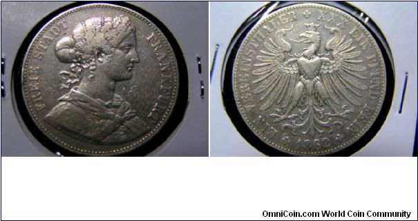 Frankfurt Free State, 1 Thaler, .900 silver