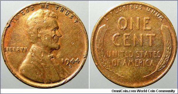 One cent.

Denver mint.                                                                                                                                                                                                                                                                                                                                                                                                                                                                                           