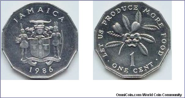 Jamaica, 1 cent 1986.
Ackee Fruit.
F.A.O Issue.