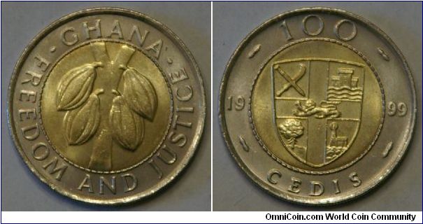 100 Cedis, bimetallic