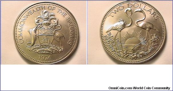 COMMONWEALTH OF THE BAHAMAS
TWO DOLLARS
copper-nickel