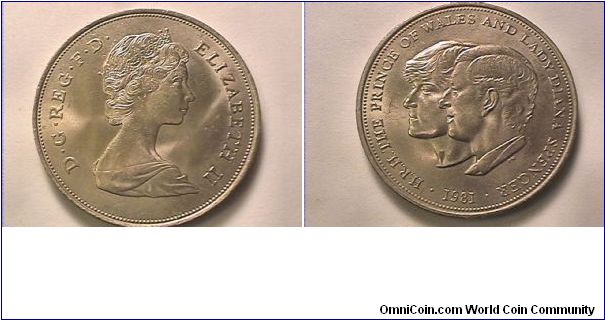 ELIZABETH II DG REG FD
HRH THE PRINCE OF WALES AND LADY DIANA SPENCER
copper-nickel