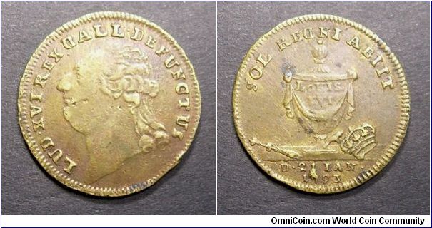 Death of Louis XVI (variant).
Brass jetton - mm. 24