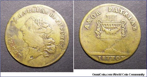 Death of Louis XVI (Amor patriae). Brass jetton - mm. 27