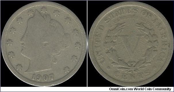 1907 American V Nickel