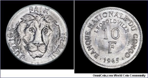 Democatic Republic of Congo, 10 Francs, Aluminum