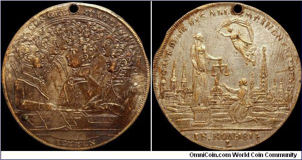 Congress of Vienna, German States.

A rare Lauer jeton that features eight busts on the obverse.                                                                                                                                                                                                                                                                                                                                                                                                                  