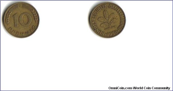 Bundesrepublik Deutschland 10 Pfennig D mint mark