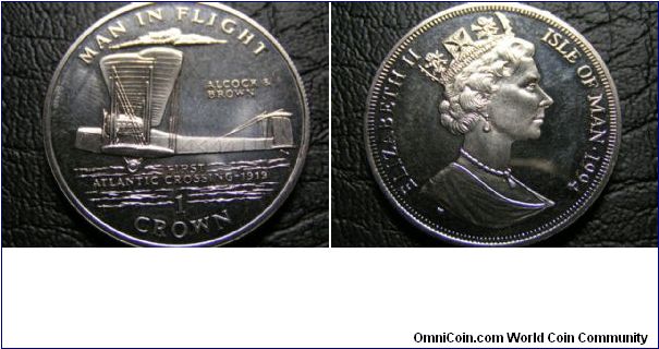 Man in flight series,
atlantic crossing-1919, One Crown coin