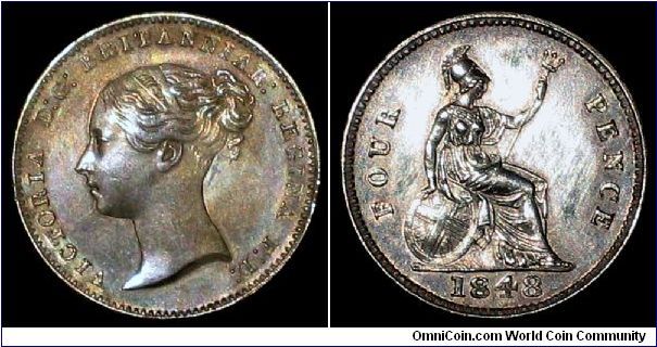 1848 Great Britain Four Pence, Victoria.