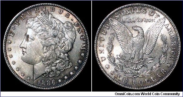 1886 US Morgan Dollar.