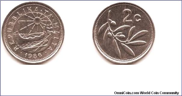 Malta, 2 cents 1986.
Olive Branch.